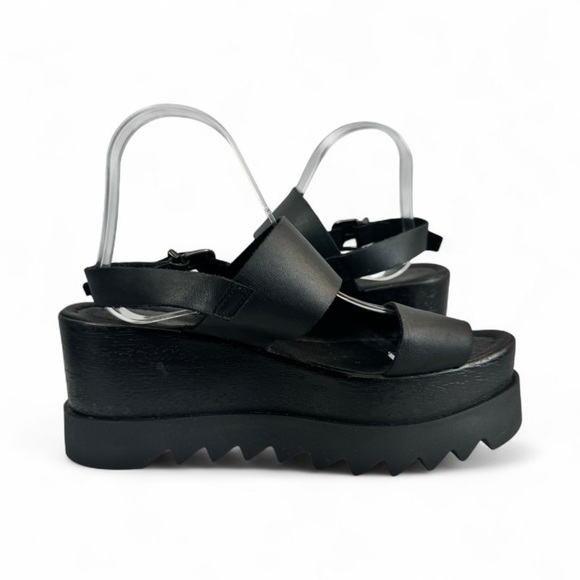 L'INTERVALLE BLACK LEATHER PLATFORM SANDALS WOMENS 40 - Picture 4 of 10